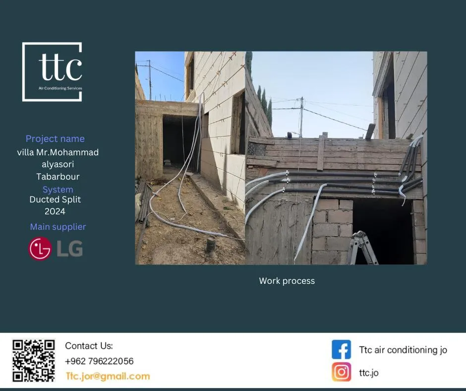 TTC project card: Alyasori Villa in Tabarbour, a detail of the LG ducted split installation.
