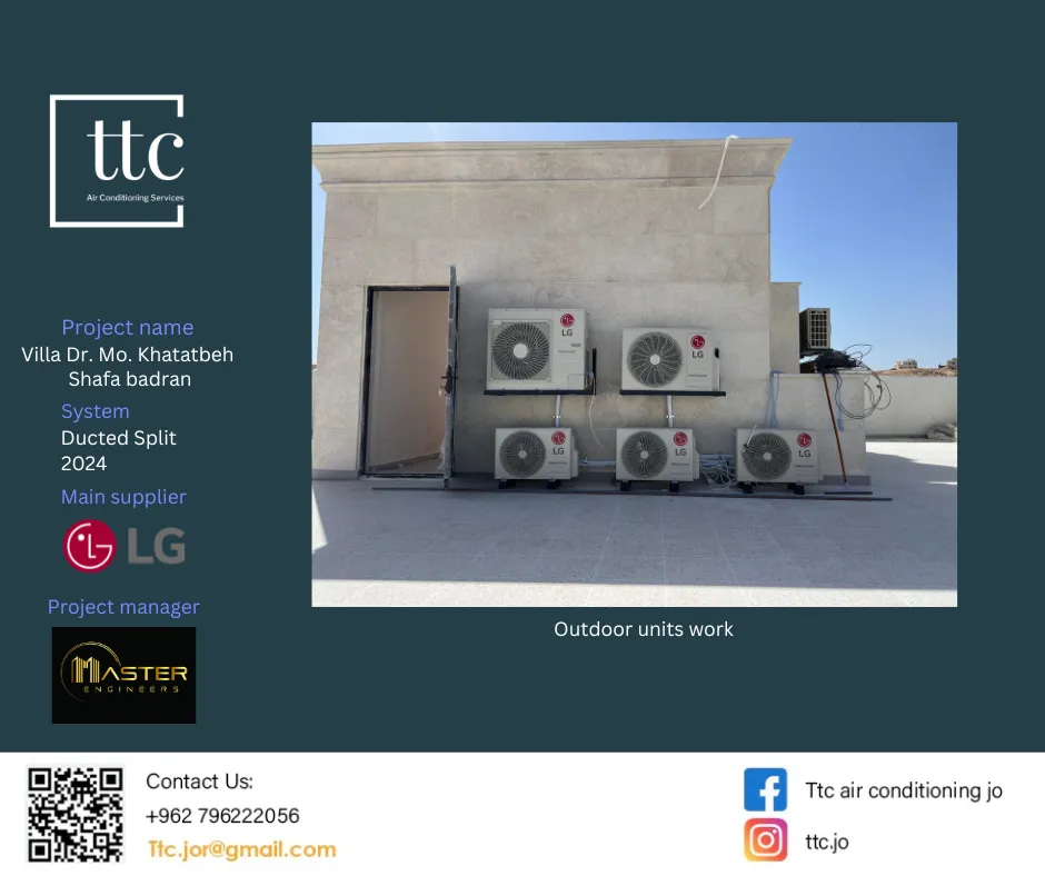 TTC project card: Dr. Mohammad Al-Khatatbeh's villa in Shafa Badran, the LG outdoor units for the ducted split system (project manager: Master Engineers).